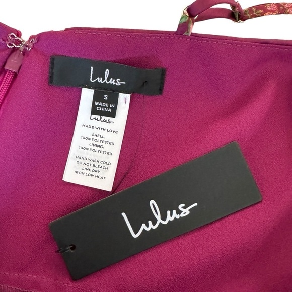 NWT Lulus Effortless Adoration Wine Red Floral Print Satin Cami Top, Size S - Picture 9 of 9